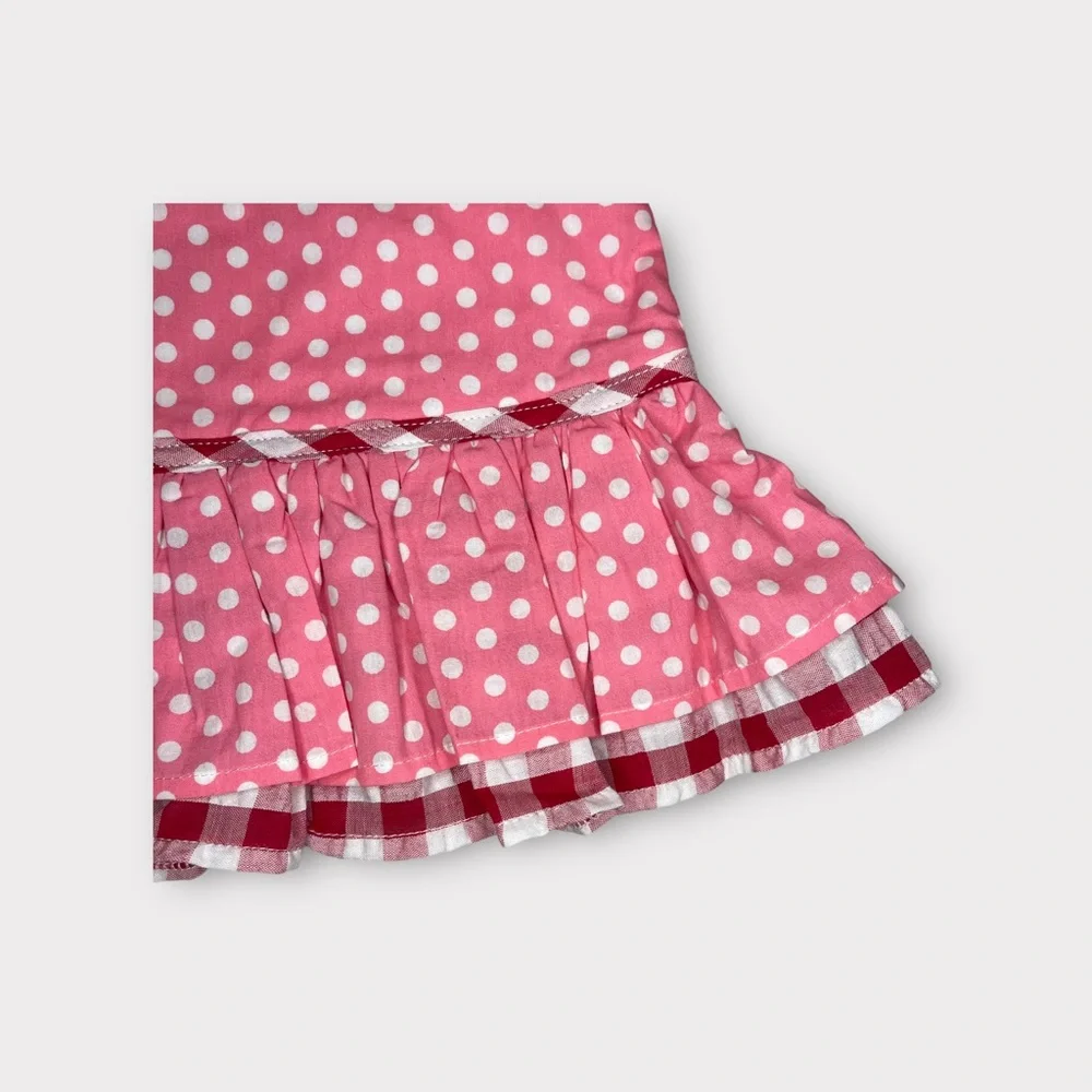 Lil Cactus Polkadot Heart Eyelet Trim Pink Pinafore Dress